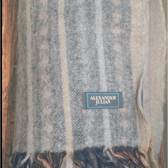 Vintage Alexander Julian (pre Colours) Wool Throw 50x68 includesTwisted Fringe - Picture 8 of 8